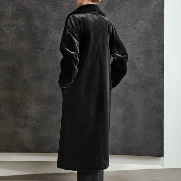 Black Preppy Womens Faux fur Coat - Picture 3 of 5